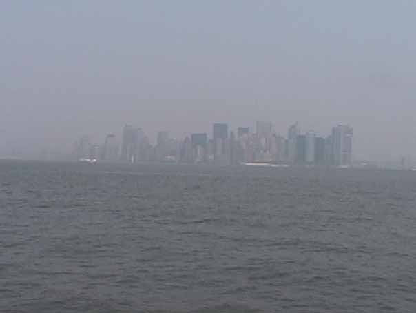 Manhattan skyline from the Liberty Island Ferry.