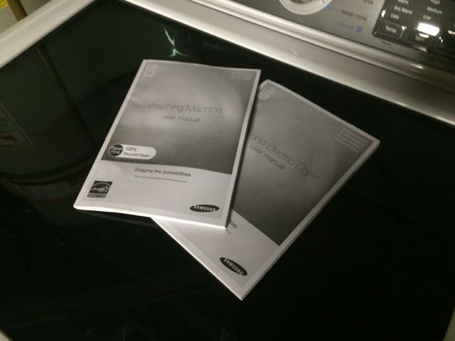 Manuals for a Samsung washer and dryer