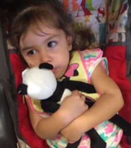 Arianna Stern with panda doll