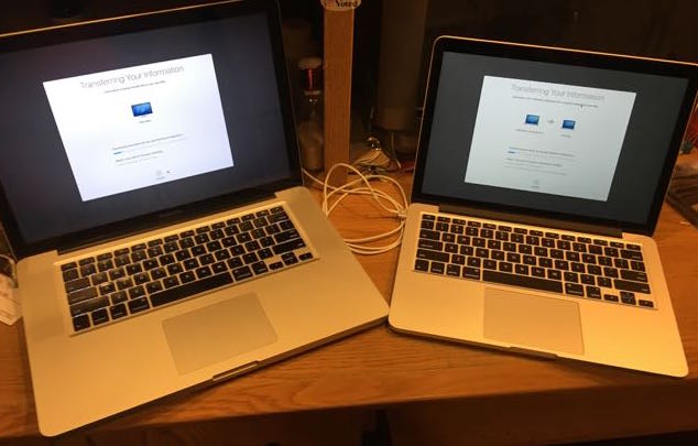 Replacing an old MacBook Pro with a new one.