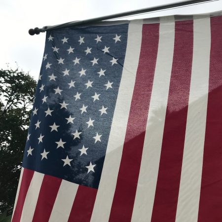 American flag flying at home