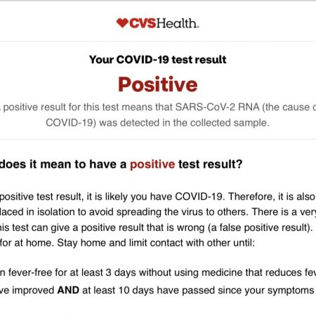 My positive COVID test result