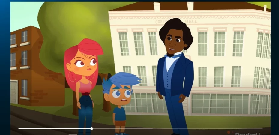 The kids' brightly colored hair is the most realistic part of this video