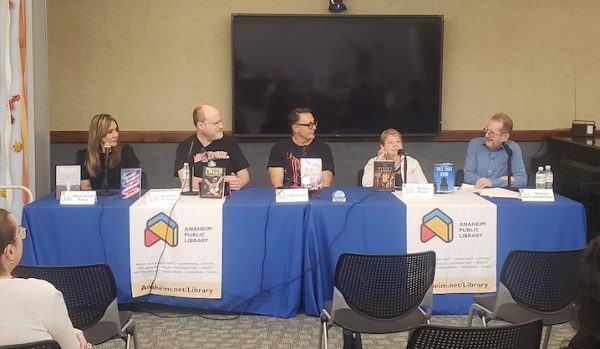 Panel at Indie Author Day in Anaheim, 2023. See caption at the end of the article.