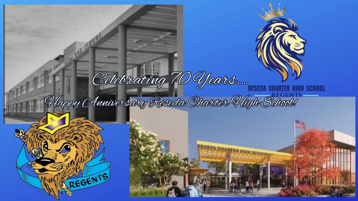 Reseda Charter High School 70th anniversary banner
