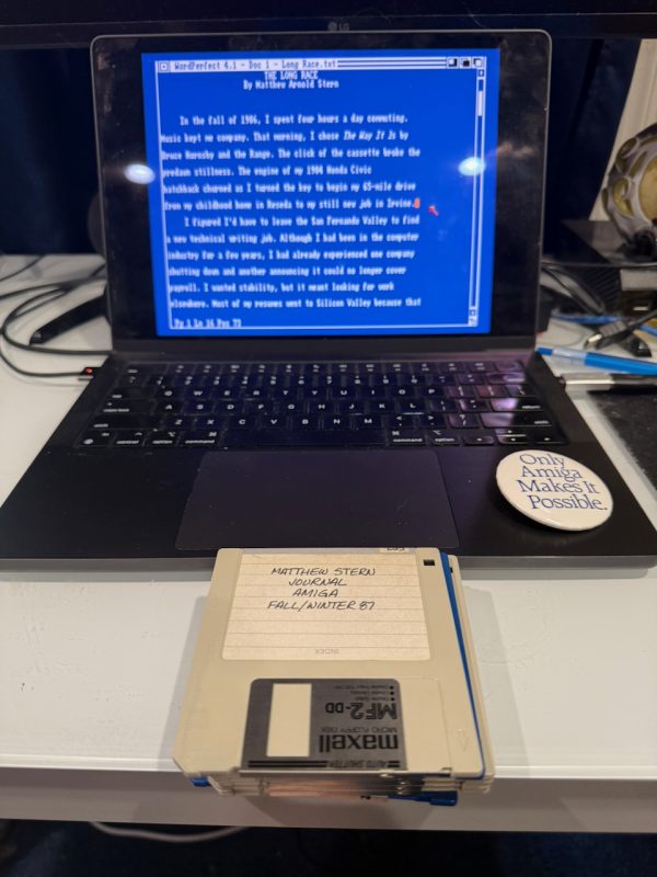 Amiga FS-UAE emulator running WordPerfect on Workbench 1.3 on a MacBook Pro.