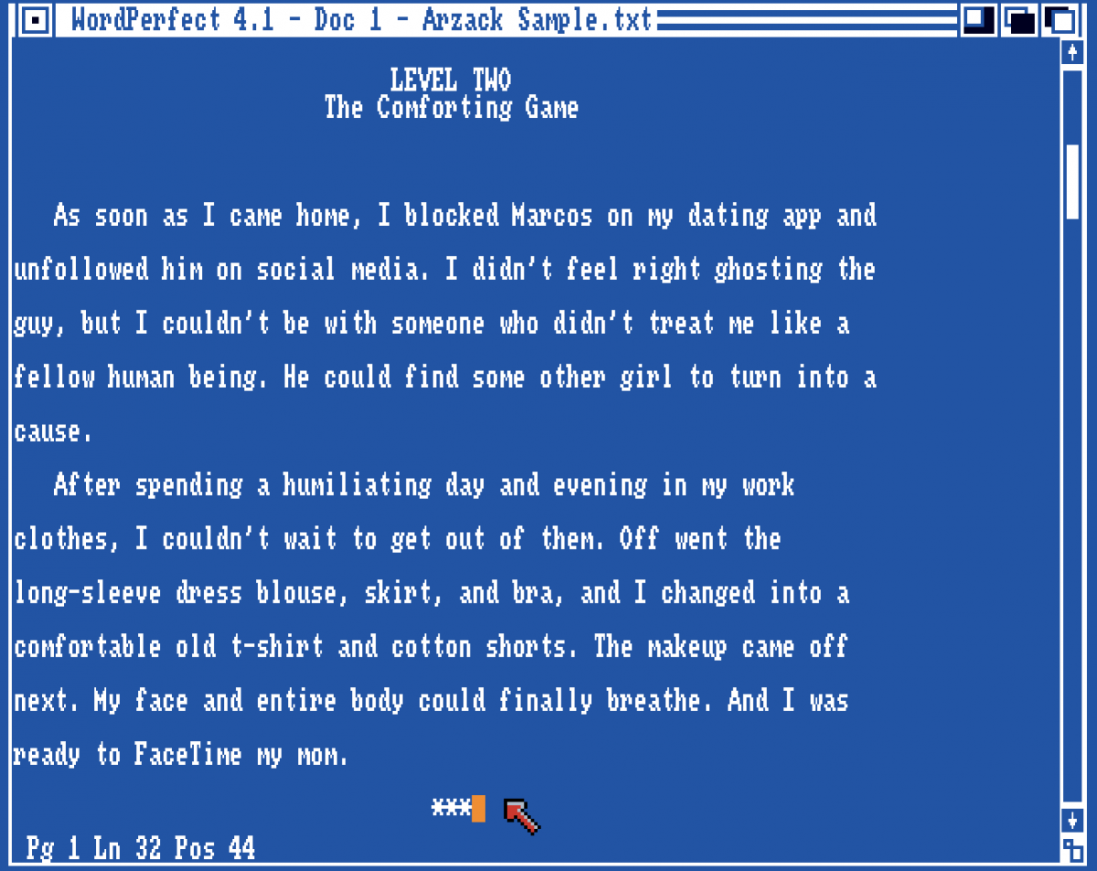 A 2026 novel in a 1987 word processor