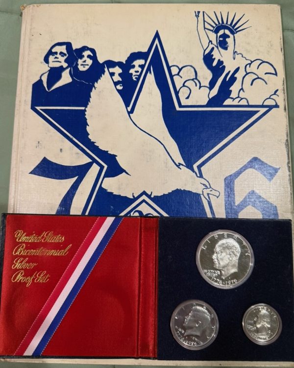 Junior high school yearbook and proof coin set from 1976